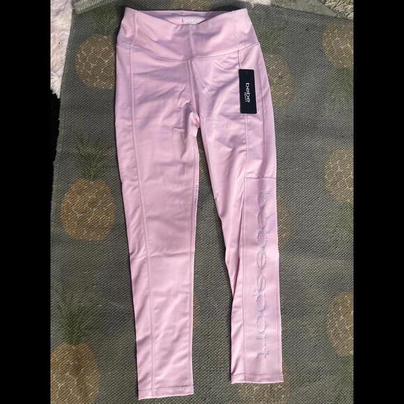 New Bebe Sport Pants Tights Workout Leggings Size M NWT! PINK - Picture 1 of 6